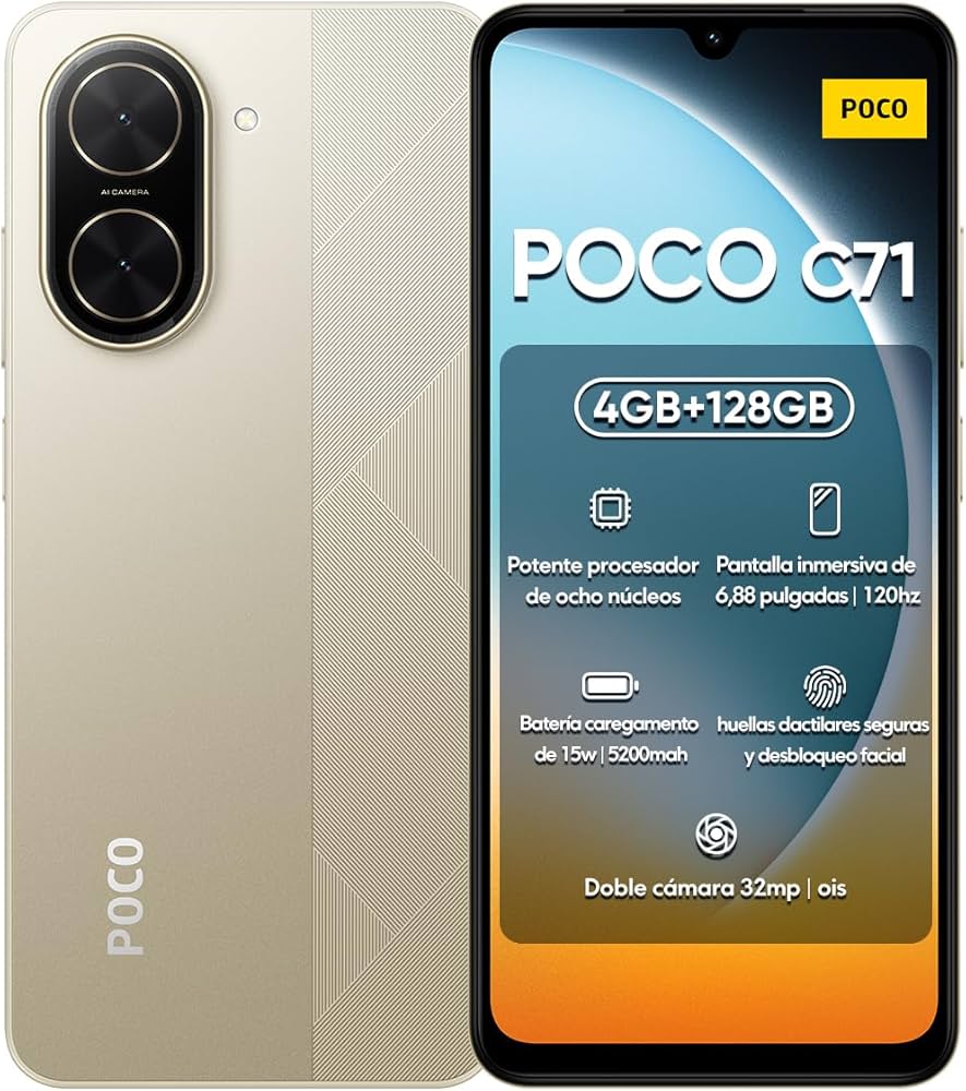 XIAOMI POCO C71 4G Smartphone 4GB+128GB Gold, UNISOC T7250 Octa