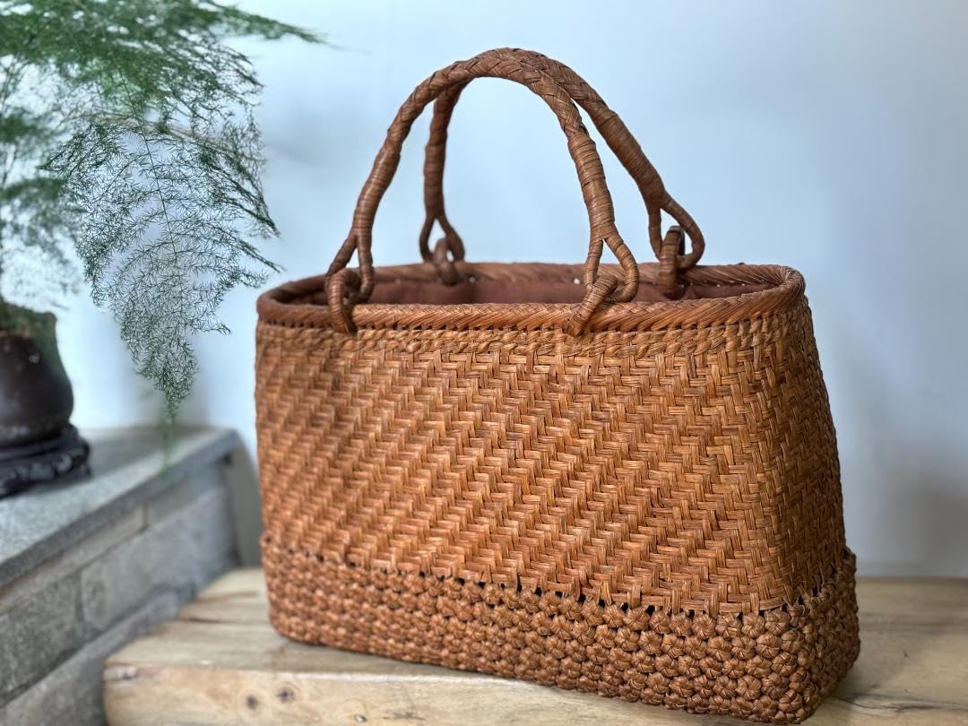 Amazon.co.jp: 山葡萄 かごバッグ 網代編み 職人手編み 変則二重編み