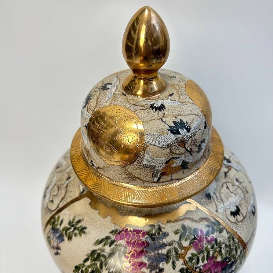 Amazon.co.jp: 金彩 薩摩焼 栄盛窯 瀧山作 壺 NIT 花瓶 骨董品 飾壺