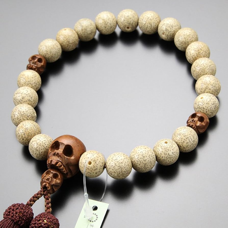 Amazon｜念珠ドットコム 数珠 男性用 22玉 粒撰 星月菩提樹 髑髏彫り