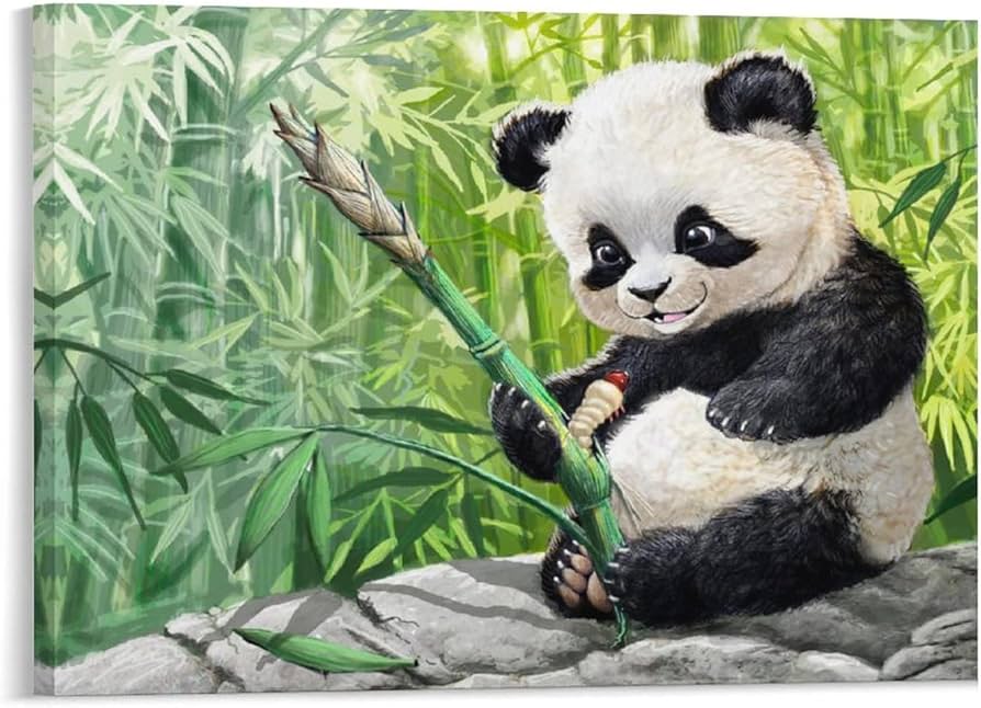 Amazon.co.jp: 絵画 竹を食べるパンダインテリア 絵画 セイコー 描き方