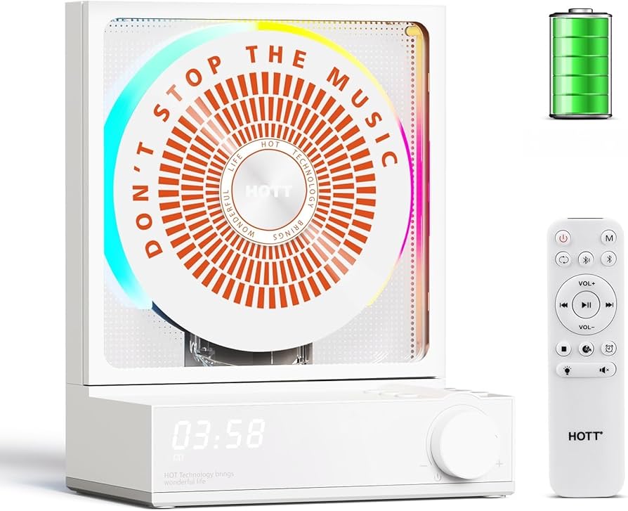 Amazon.co.jp: HOTT ホームCDプレーヤー Bluetooth 対応 RGB カラー