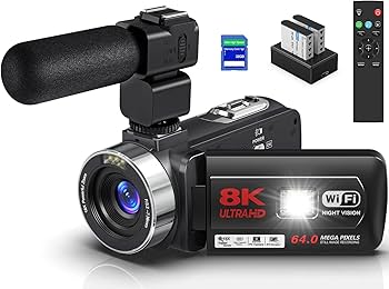 Amazon | ビデオカメラ 8K YouTubeカメラ6400万画素WIFI機能 vlogging