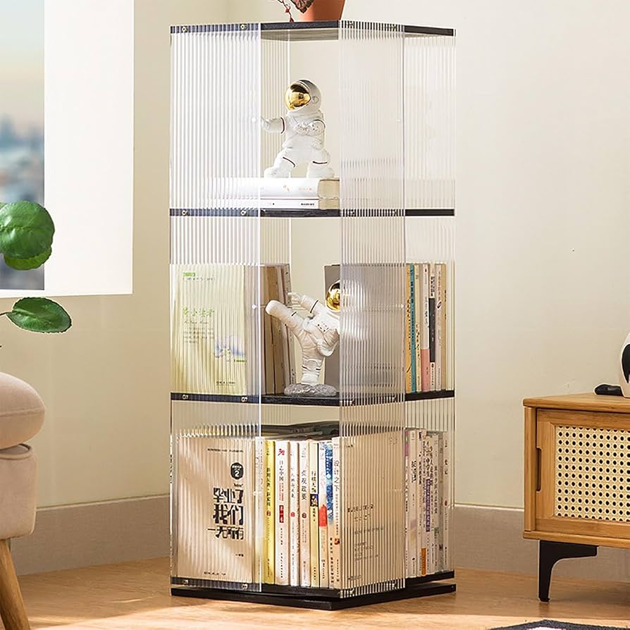 Amazon｜360°回転式本棚 3/4/5段 大容量 四角 絵本棚 漫画 収納