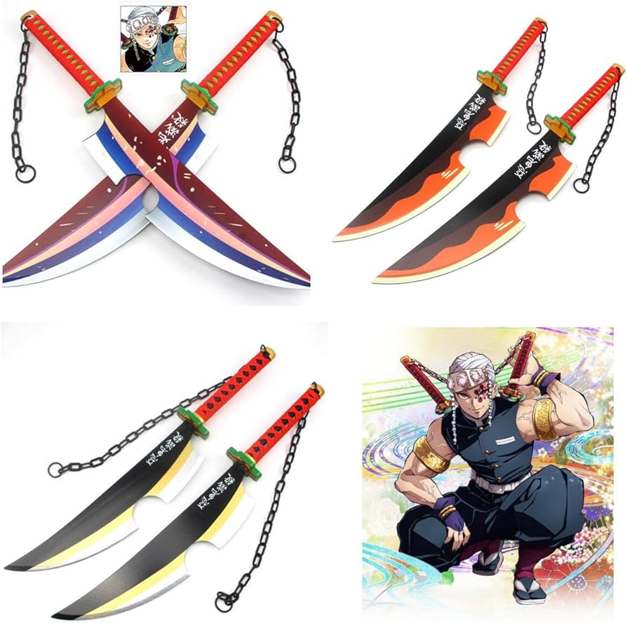 Amazon.co.jp: SISHENG 鬼滅の刃 宇髄天元 日輪刀 二刀流 遊郭編