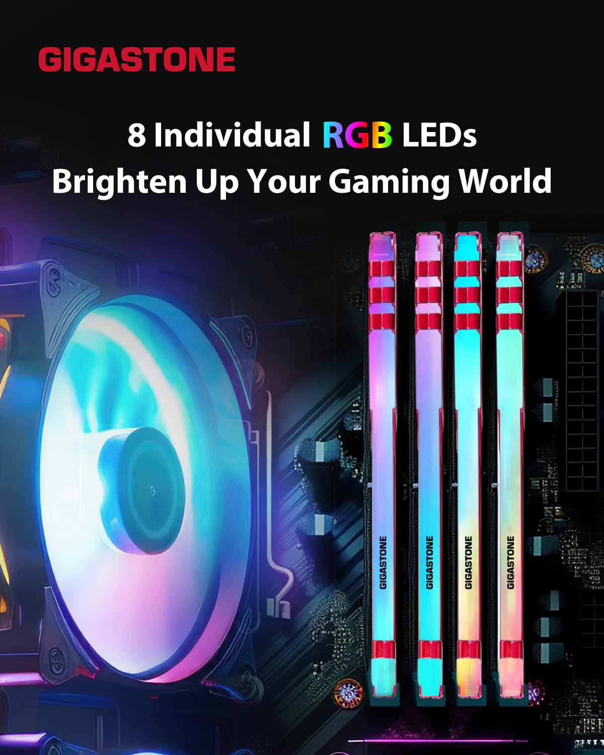 RGB DDR4 RAM】 GIGASTONE Game Turbo 16GB Kit (2x8GB) DDR4 3200MHz