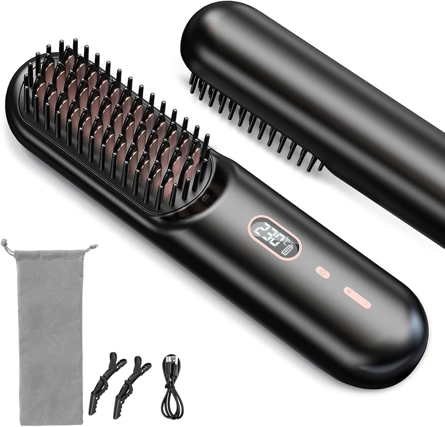 Amazon | ヒートブラシ コードレス 充電式 ストレートブラシ マイナス