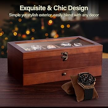 Amazon.co.jp: JoyHood 腕時計ケース 10本 - 2段式 木製時計収納