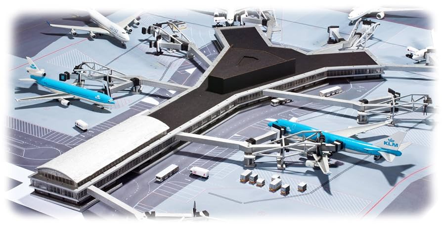 滑走路 進入灯 空港ジオラマ 1/500 着陸体勢 フルスクラッチ 航空機