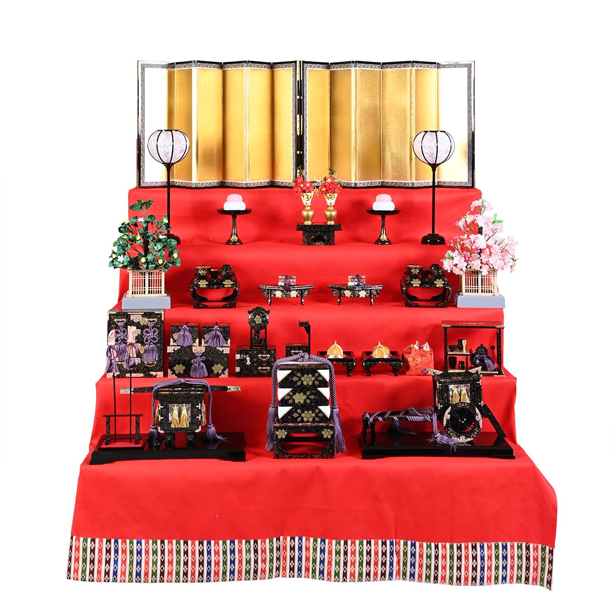 Amazon | 【雛人形】【緋毛氈七段】七段飾 万葉雛緋毛氈段：九番親王三