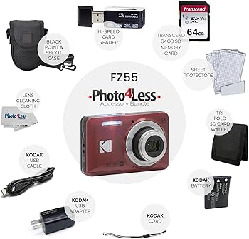 Amazon | Kodak PIXPRO FZ55 デジタルカメラ(レッド) + ブラック