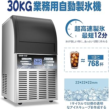 Amazon.co.jp: GSEICE 100V 1日30KG 製氷機 業務用 キューブアイス