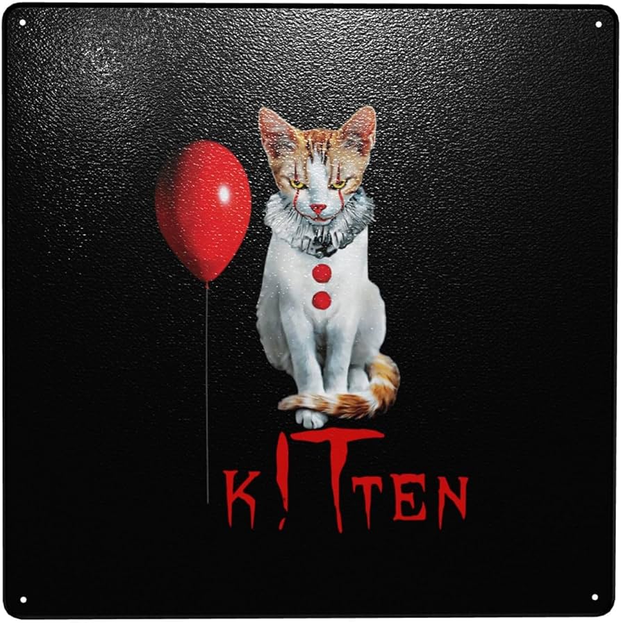 Amazon.co.jp: メタルプレート 子猫 ピエロ 怖いの猫 ブリキ 看板
