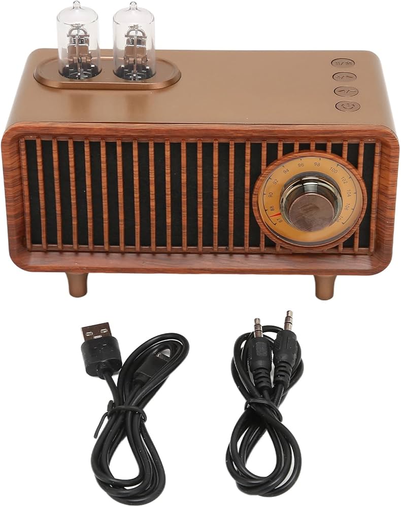 Amazon | ラジオ付きレトロスピーカー、PCラップトップ用LEDライト付き
