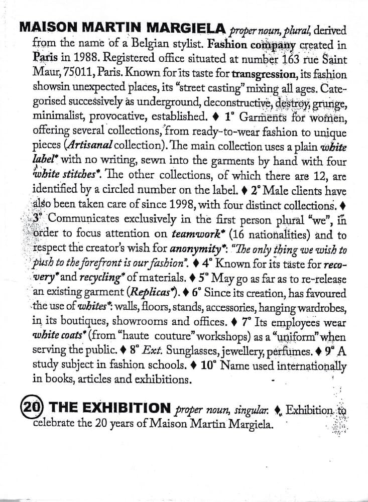 Maison Martin Margiela 20: The exhibition (Maison Martin Margiela