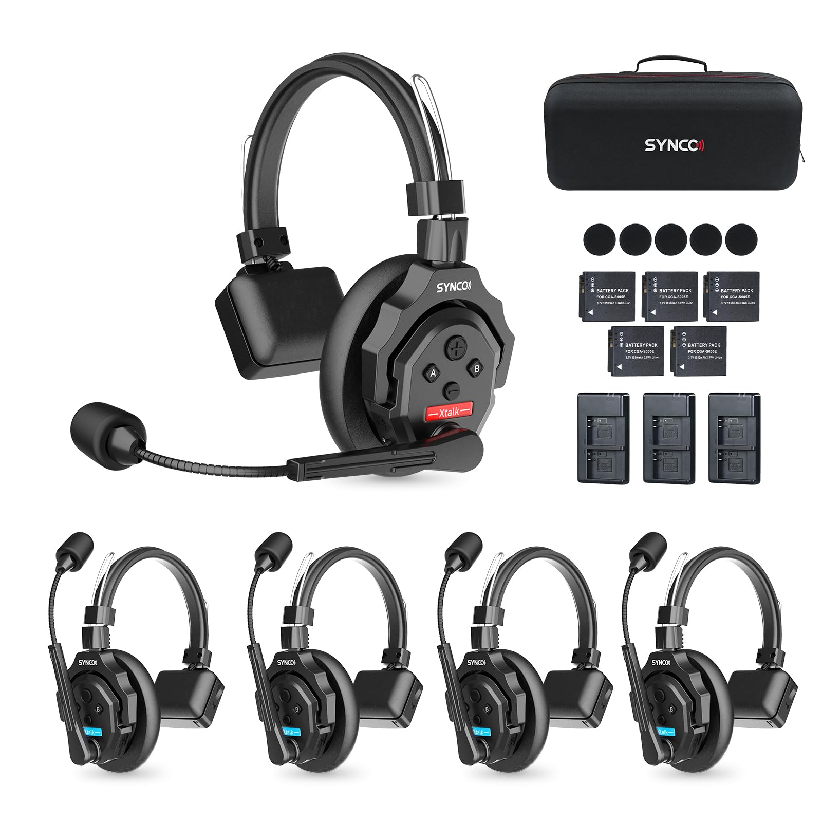 Amazon.co.jp: SYNCO XTALK X5 ワイヤレスインカムヘッドセット, 5人