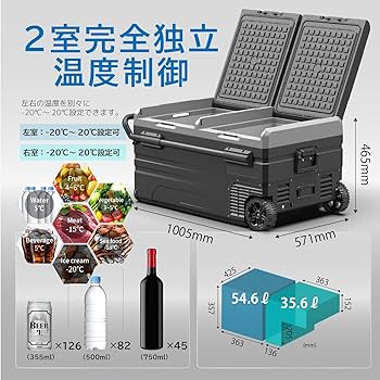 Amazon | ポータブル冷凍冷蔵庫 車載冷蔵庫 TX95 【 大容量90L 】【 2