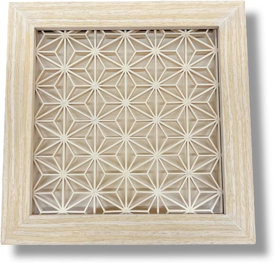 Amazon.co.jp: 組子細工 和モダン アート ガラス インテリア フレーム