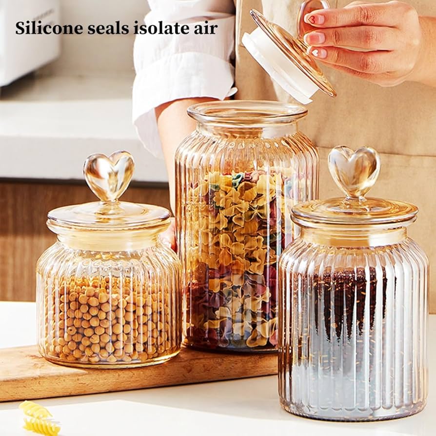 Amazon｜ガラス製食品保存瓶（蓋付き）、ガラス製食品保存容器、ガラス