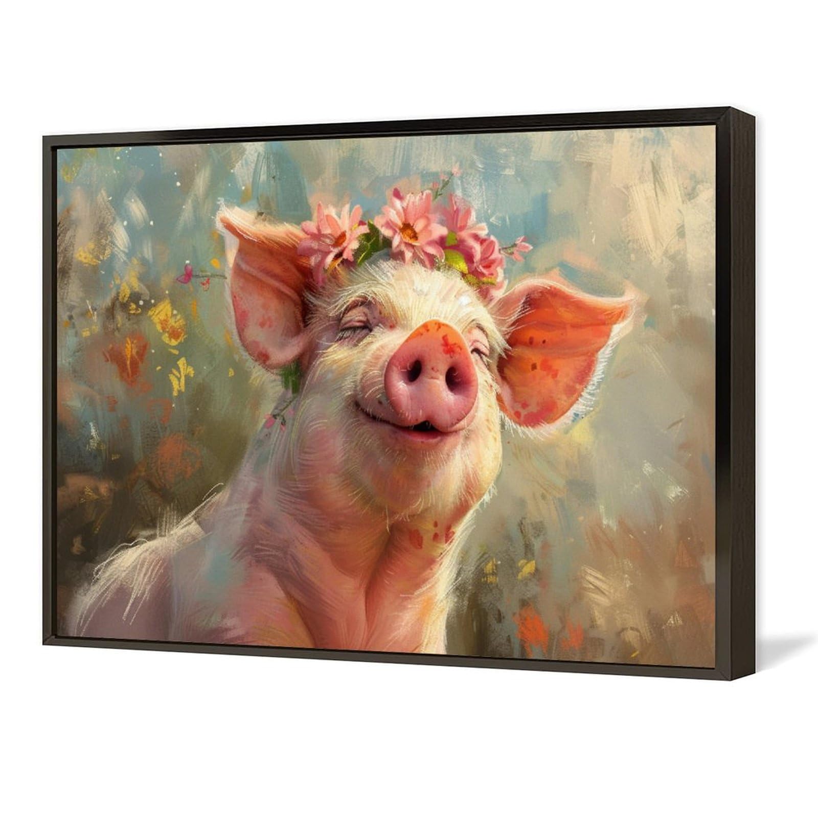 Amazon.co.jp: 絵画 幸せな子豚 アートパネル ポスター かわいい面白い