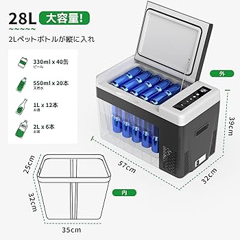 Amazon.co.jp: F40C4TMP ポータブル冷蔵庫 車載冷蔵庫 28L -22℃～10