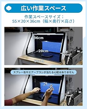 Amazon | Anesty 塗装ブース 2基フアン LED照明 スプレーブース 明るさ