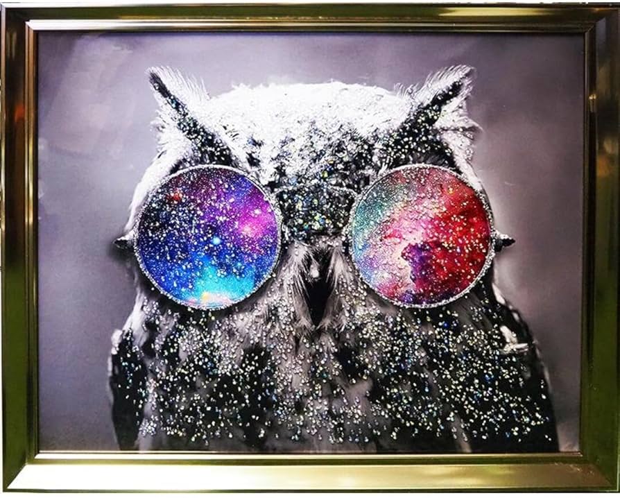 Amazon.co.jp: クリスタルアート オウルグラス アートパネル 66x56cm