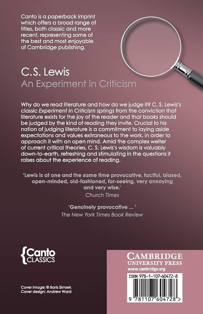 Amazon.com: An Experiment in Criticism (Canto Classics