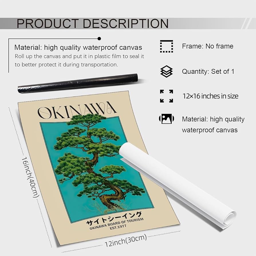 Amazon.com: enttgo Japanese Canvas Wall Art Okinawa Prints Retro