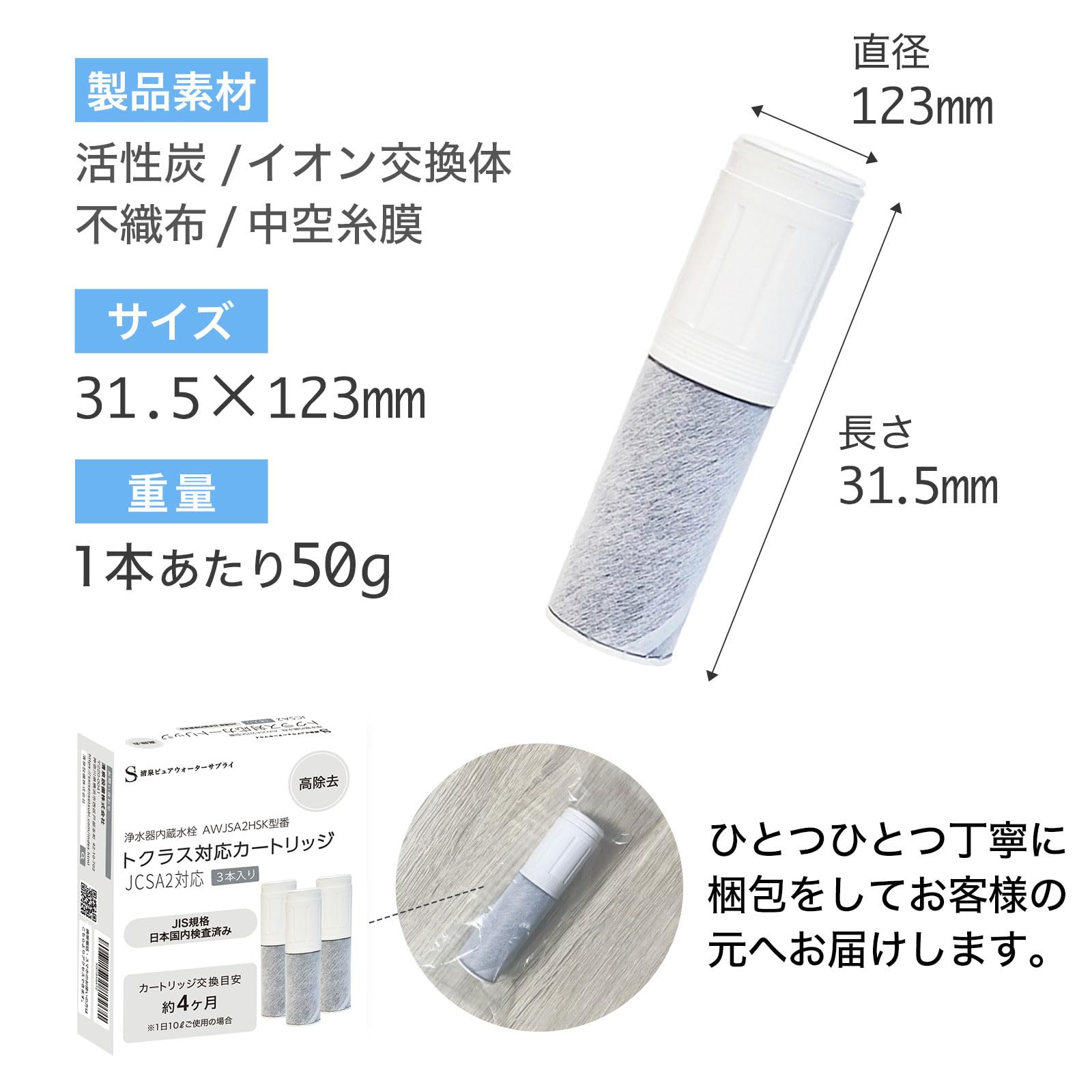 TOCLAS JCSA2 浄水カートリッジ 3本入り 楽天市場】JCSA2 トクラス