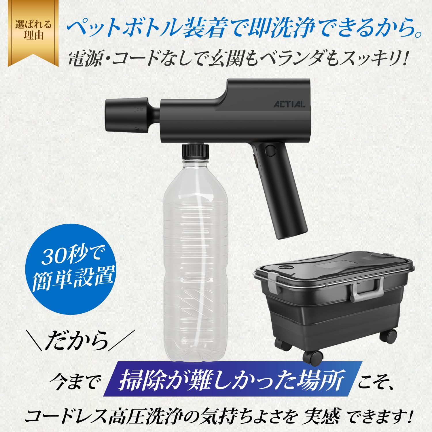 Amazon | ACTIAL コードレス高圧洗浄機 家庭用 折りたたみ収納ボックス