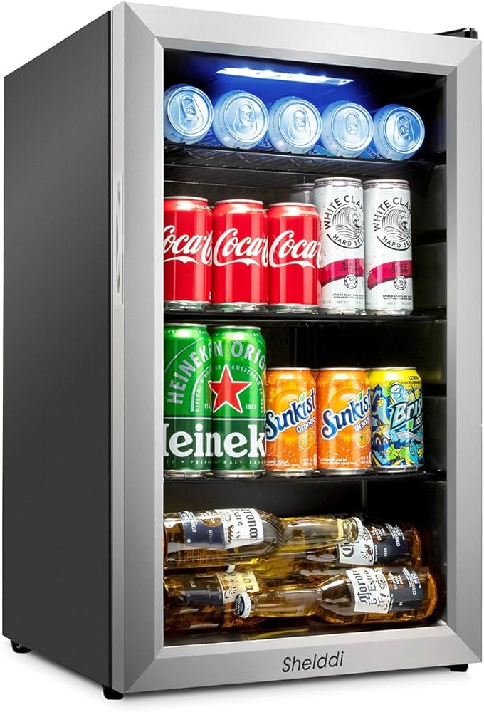 Amazon | Shelddi 冷蔵庫 93L 幅45cm コンプレッサー式 透明ガラスドア