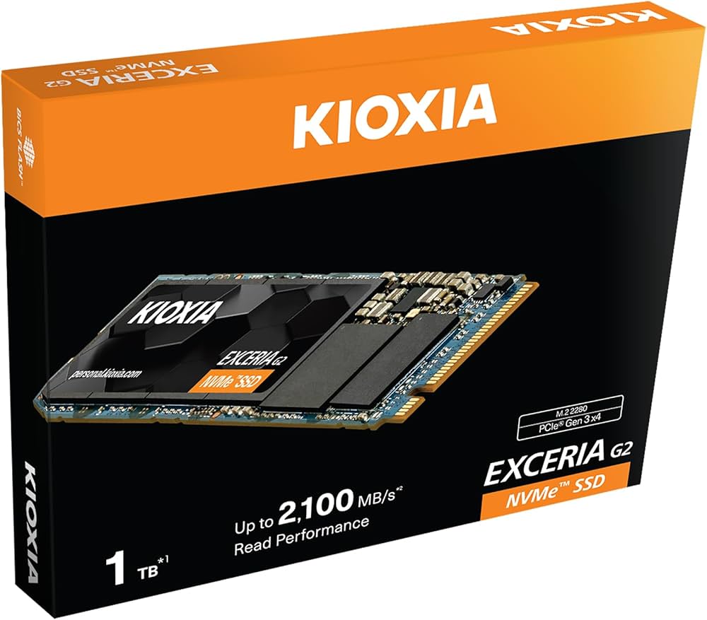 KIOXIA EXCERIA NVMe SSD 1TB PCIe/NVMe 1.3 Gen3x4 2100 MB/s M.2