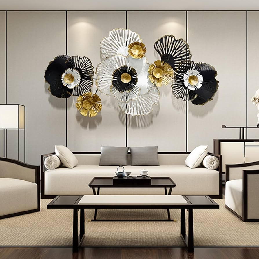 Amazon｜金属製の花の壁の装飾、リビングルームベッドルームオフィス