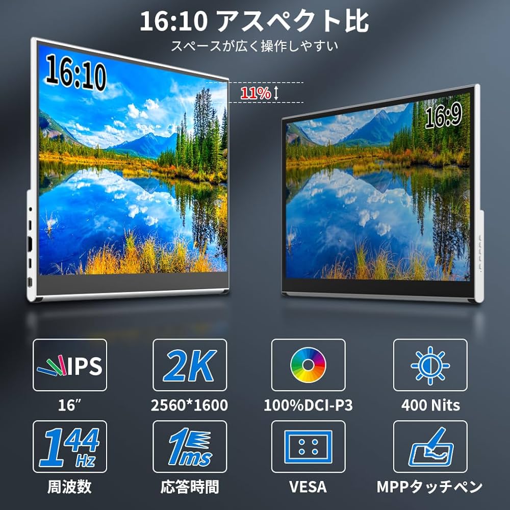 Amazon.co.jp: Cuview モバイルモニター 16 インチタッチ2K,144hz