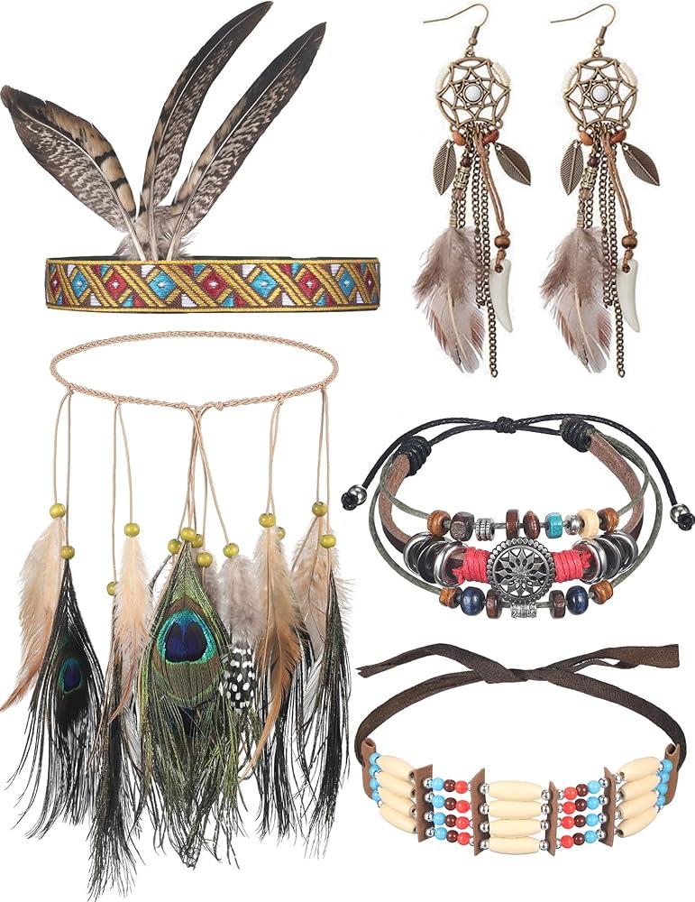 Amazon.com: Hicarer 5 Pieces Indian Native American Jewelry Set