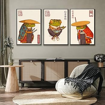 Amazon.com: 3Pcs Vintage Japanese Frog Wall Art Cute Funny Japan