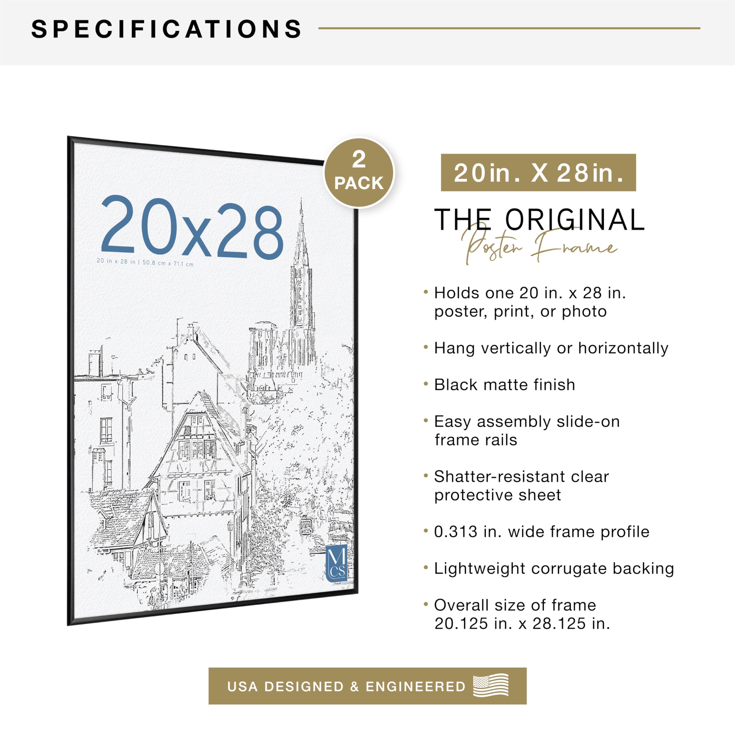 Amazon.com - MCS Original Poster Frame 20x28 Black Lightweight