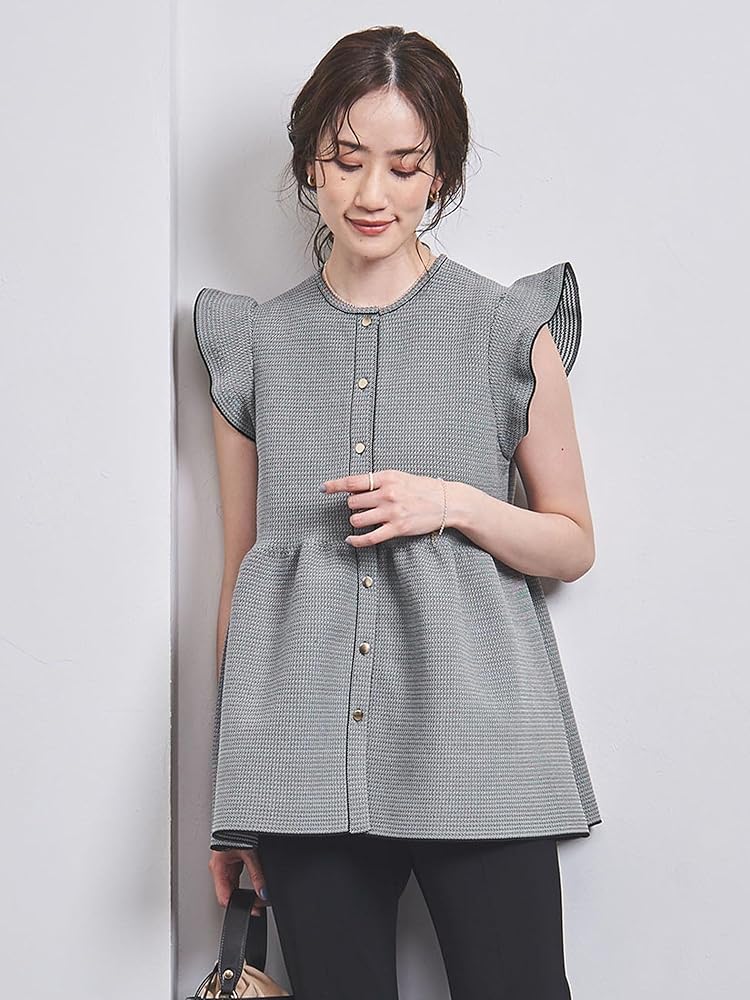 Amazon | [ユナイテッドアローズ] ペプラム フリルスリーブ ジャカード