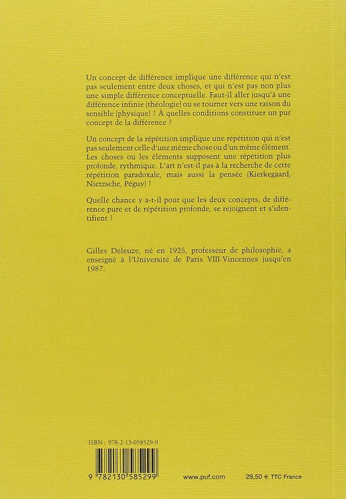 Amazon.com: Différence et répétition: 9782130585299: Deleuze