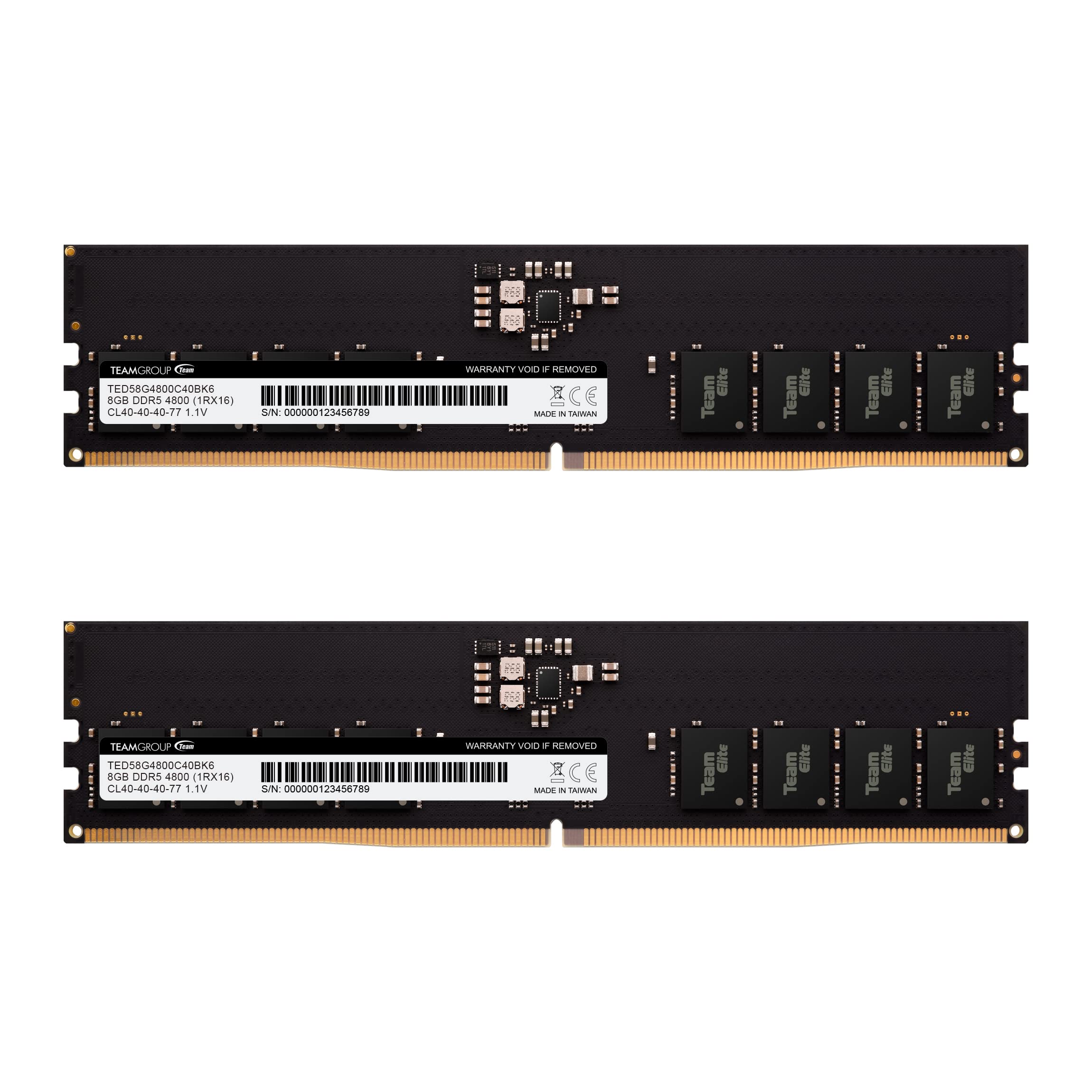TEAMGROUP Elite DDR5 16GB Kit (2x8GB) 4800MHz (PC5-38400) CL40 Non