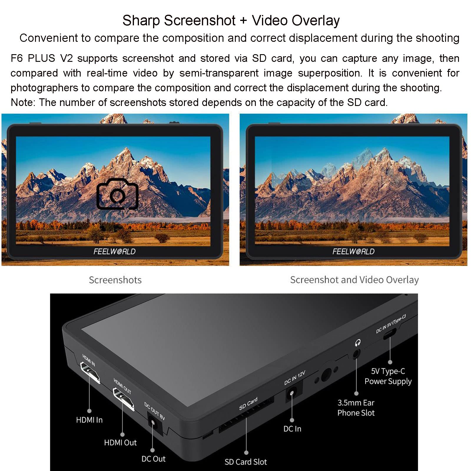 Amazon.com: FEELWORLD F6 Plus V2 6 Inch 3D LUT DSLR Camera Field