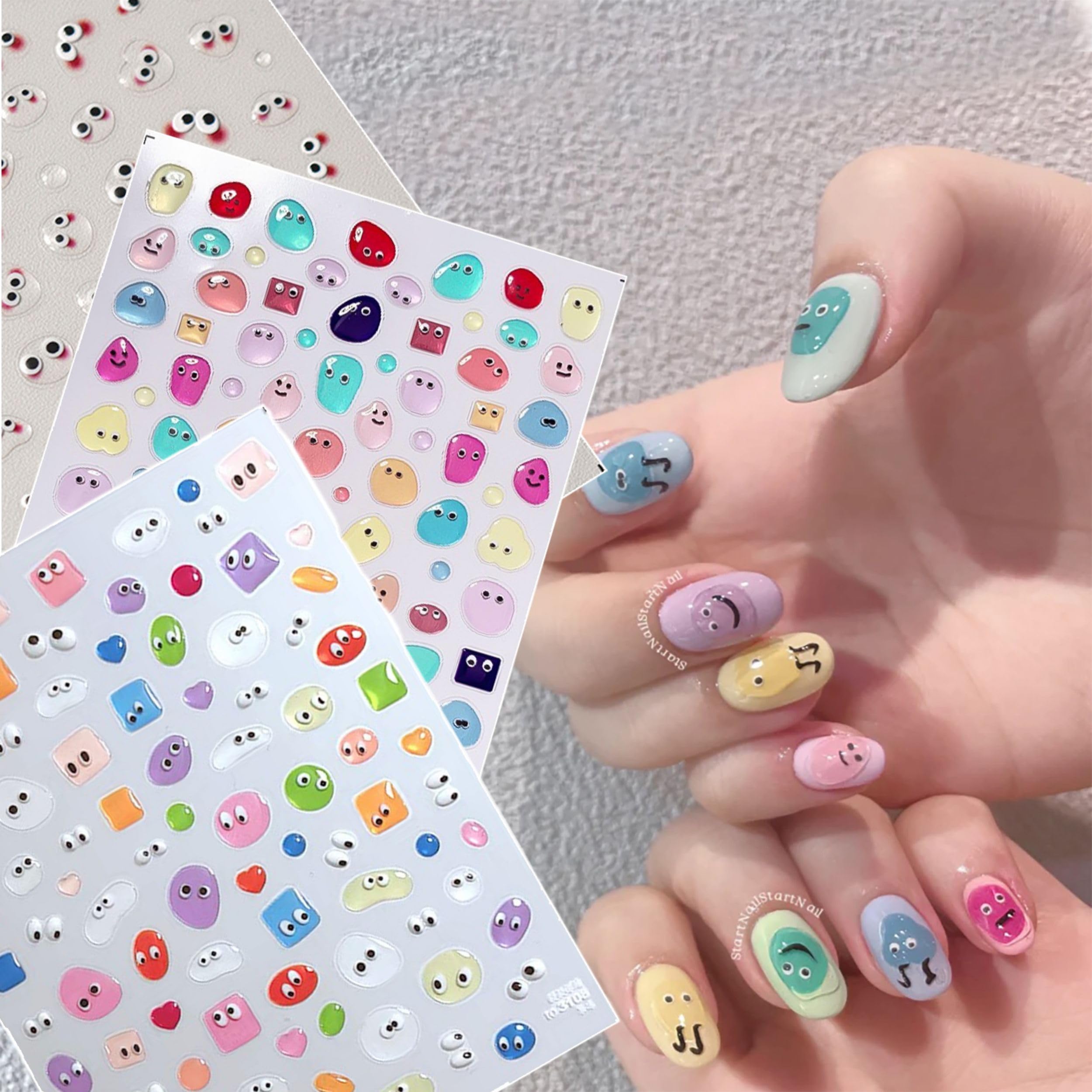 Amazon.co.jp: Dedyelのかわいいネイルシール5 Dエンボスゼリー豆