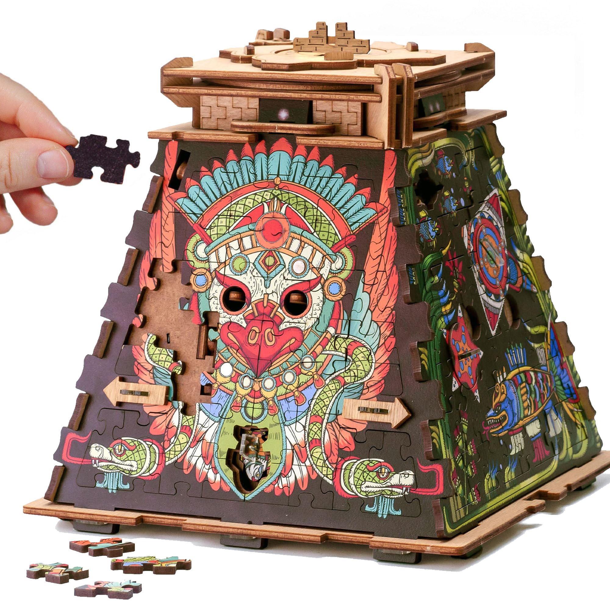 Amazon.com: iDventure Cluepuzzle Pyramid of The Sun | Wooden 3D