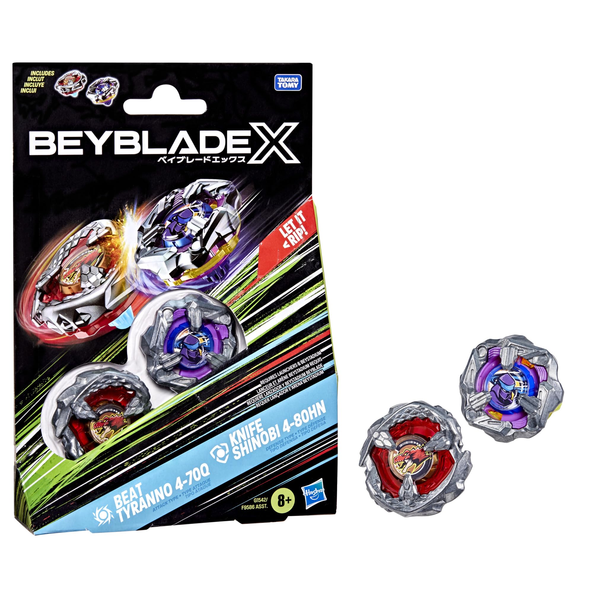 Amazon.com: Beyblade X Beat Tyranno 4-70Q & Knife Shinobi 4-80HN