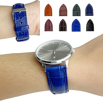Amazon | [vietnamcreations] 20mm ブルー クロコダイル腕時計ベルト