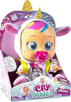 Amazon.com: Cry Babies Dreamy the Unicorn 12” Baby Doll | Shimmery
