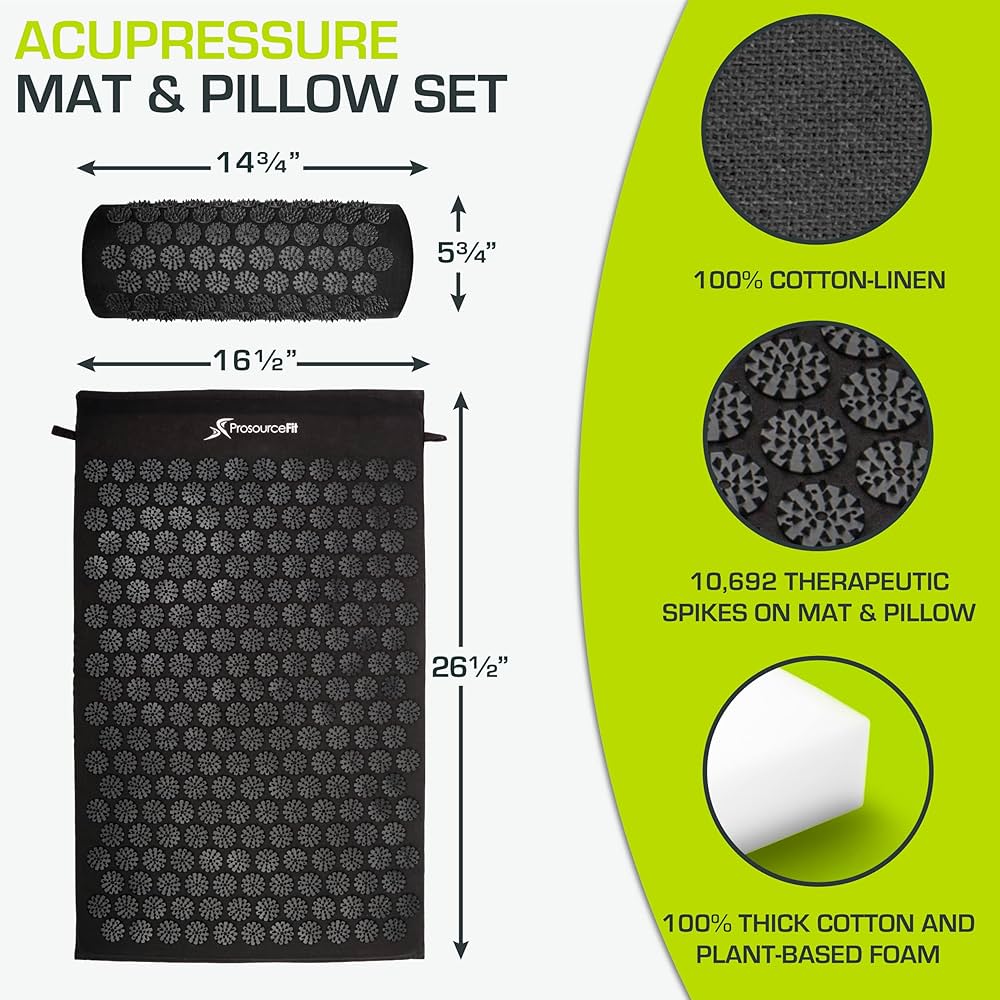 Amazon | ProsourceFit Acupressure Mat and Pillow Set for Back/Neck