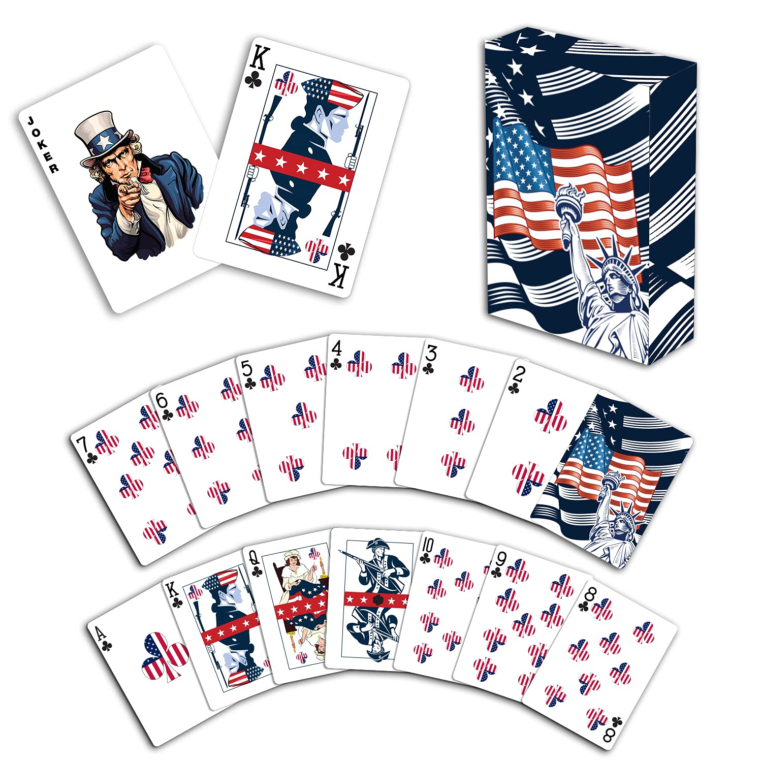 Amazon.com: Military Gift Shop Blue American Flag Playing Cards