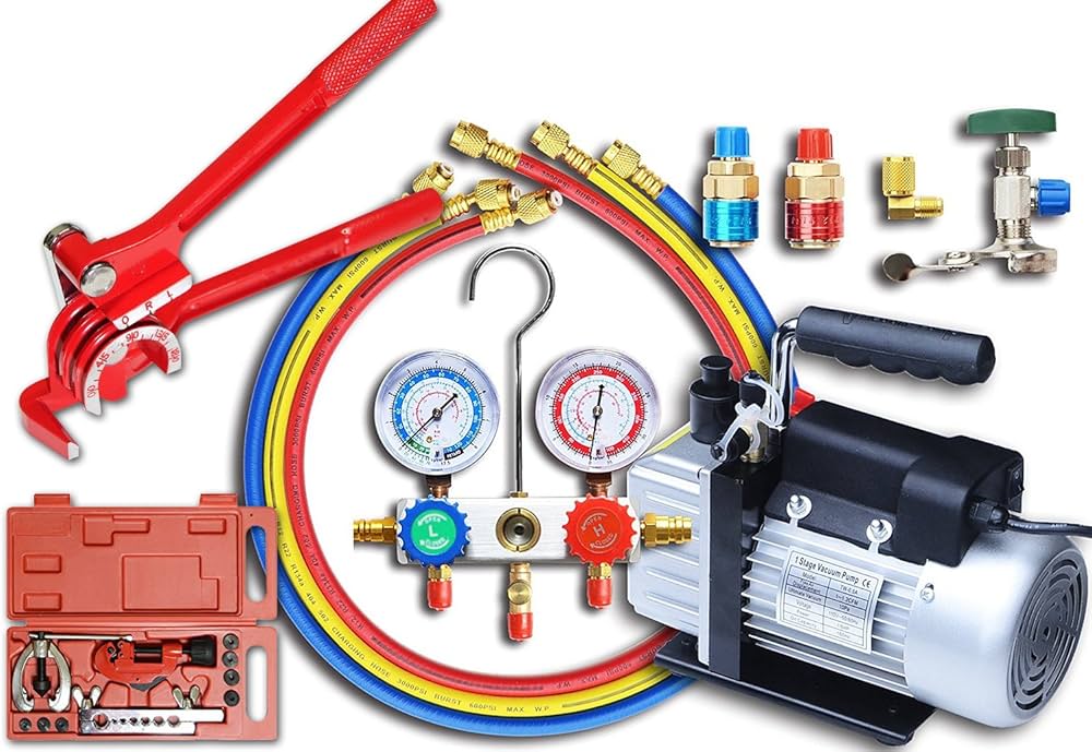 Amazon | SEIKOH マニホールドゲージ&電動真空ポンプ60L&フレアリング